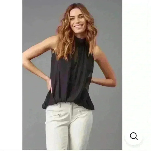 Lola & Sophie Silk Blend Mock Neck‎ Halter Tie Purple Blouse Top Mini Dress XS - Picture 1 of 10